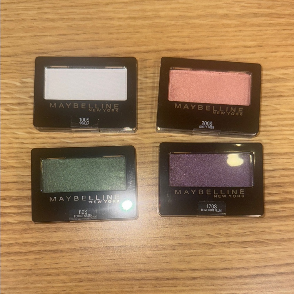 Maybelline Eyeshadow Vanilla, Dusty Rose, Forest Green, Amethyst Plum Pink Blush